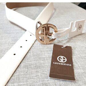 NWT Giani Bernini White Belt with Gold Signature Buckle Panel Size Small